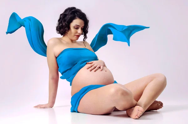 Pregnant in blue — Stock Photo, Image