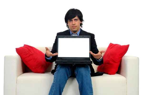 Giovane dirigente con laptop — Foto Stock