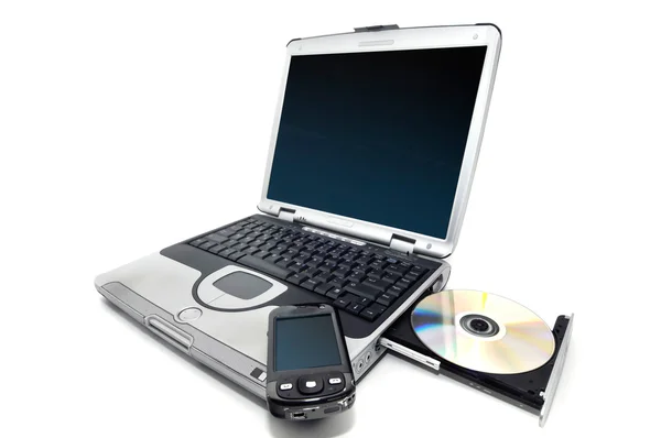 Laptop with mobile — Stock Photo, Image