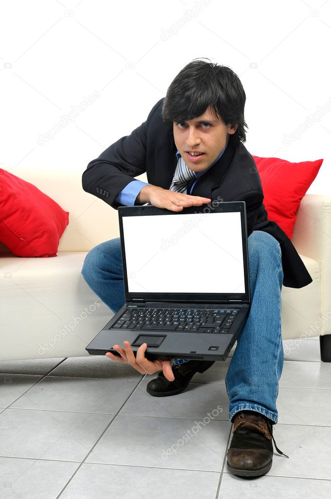 Young executive with laptop