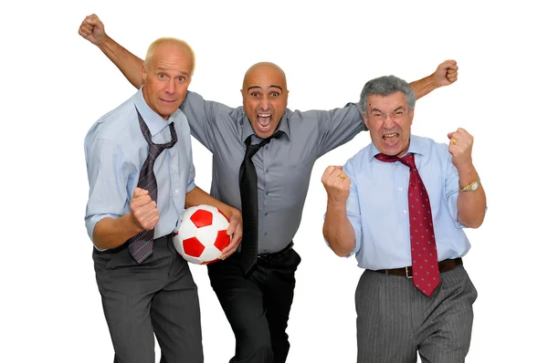 Empresários jogando futebol — Fotografia de Stock