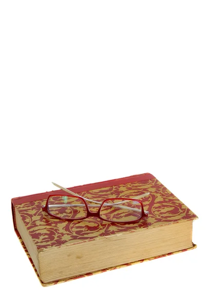 Altes Buch mit Brille — Stockfoto