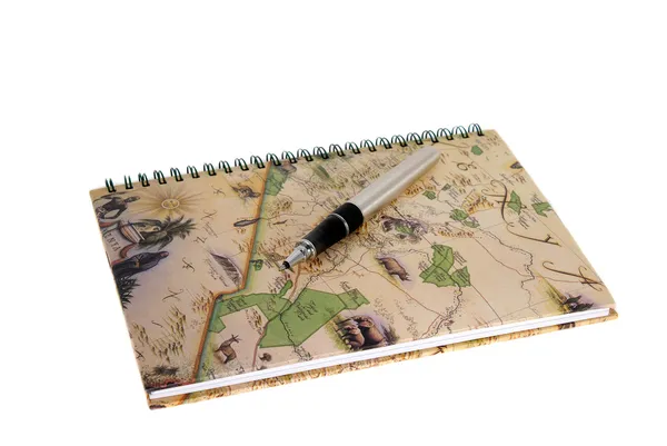 Travel diary with a pen — Stock Photo, Image