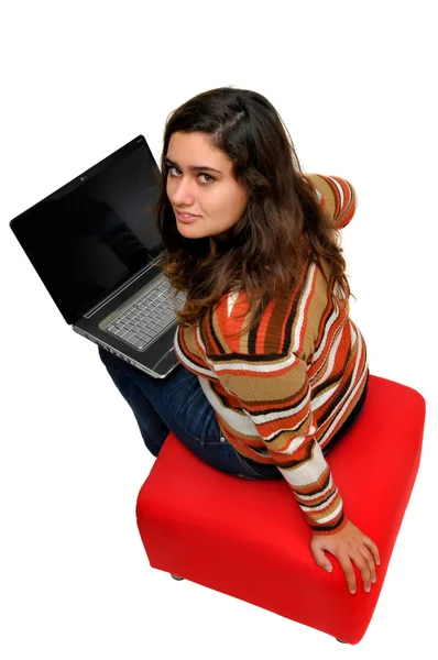 Laptop flicka — Stockfoto