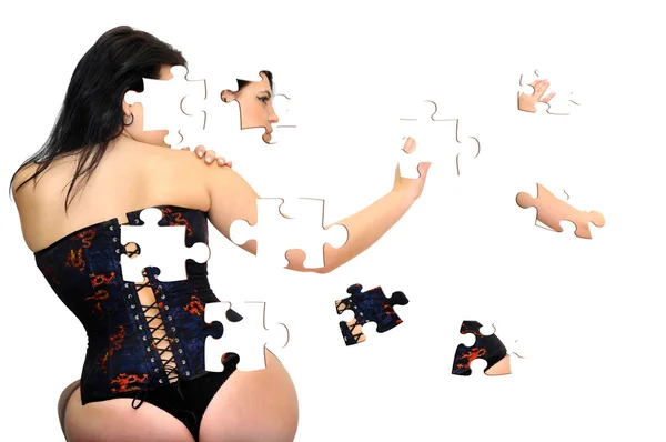 Sexy dívka puzzle — Stock fotografie
