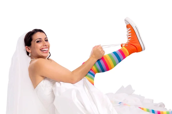 Funny bride shoes — Stock Photo, Image