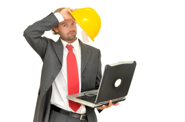 Engineer with laptop — Stock Photo, Image