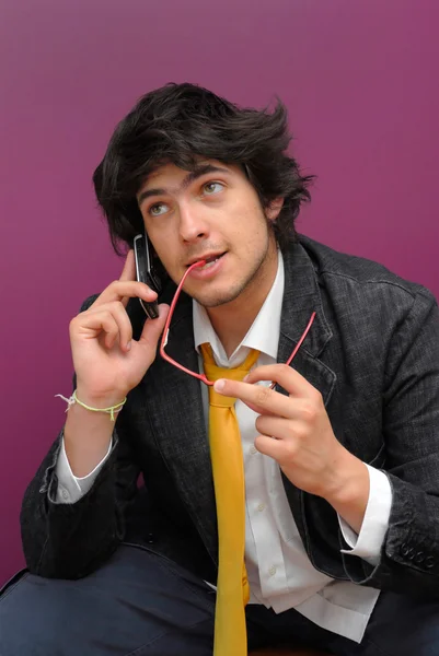 Young man with cellphone — Stock Photo, Image