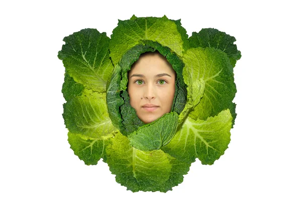 Cabbage girl — Stock Photo, Image
