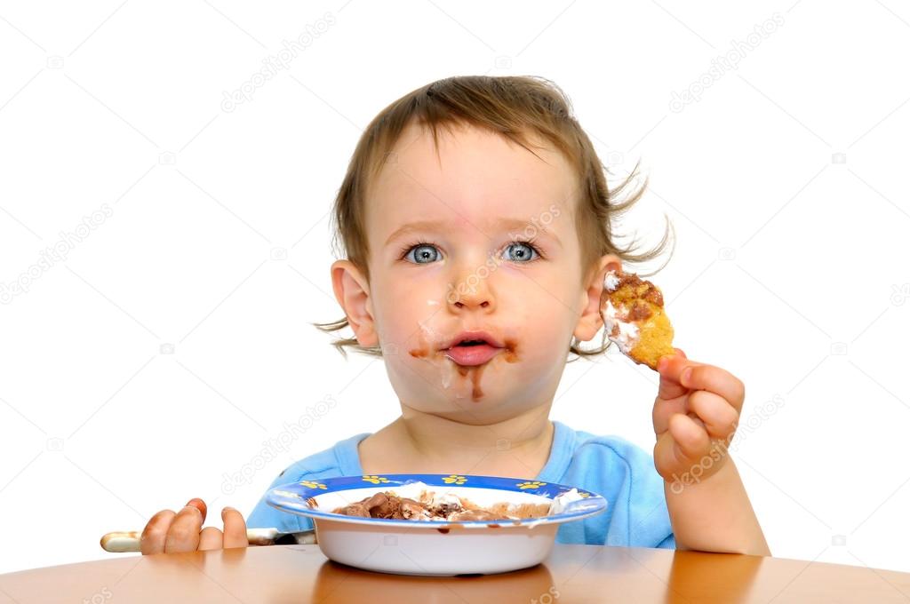 Beautiful baby eating