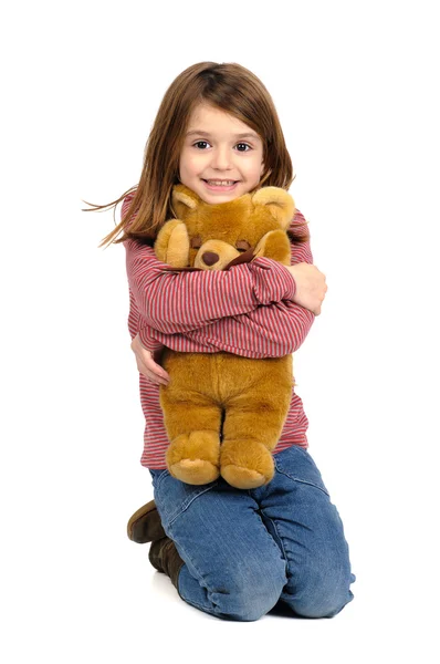 Meisje en teddy — Stockfoto