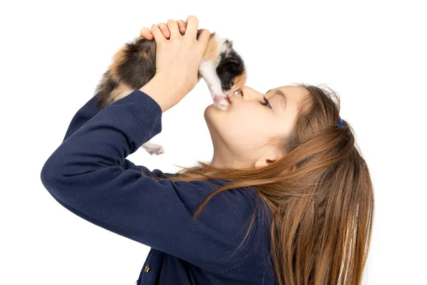 Girl with baby cat — Stock Photo, Image