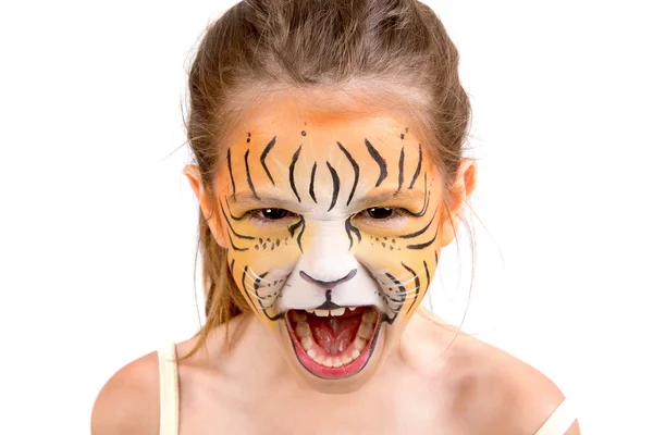 Ansikte målning tiger — Stockfoto