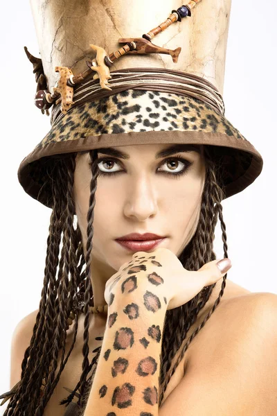 Leopard girl — Stock Photo, Image