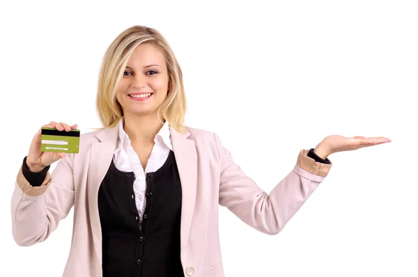 Woman with credit card — Stock Photo, Image