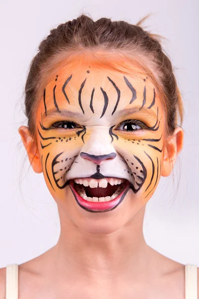 Ansikte målning tiger — Stockfoto