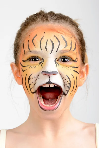 Cara tigre pintura — Fotografia de Stock