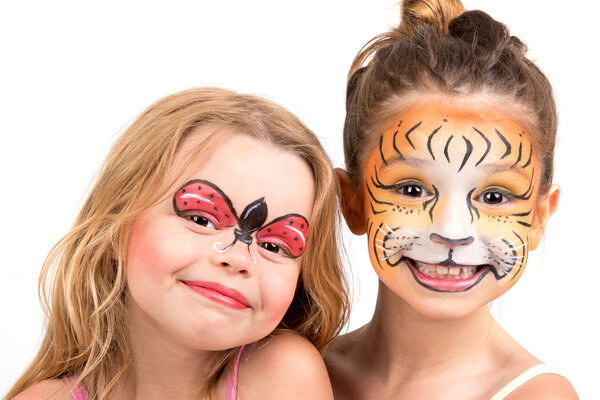 Face painting, tiger and ladybug