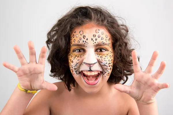 Face painting, leopard — Stock Photo, Image