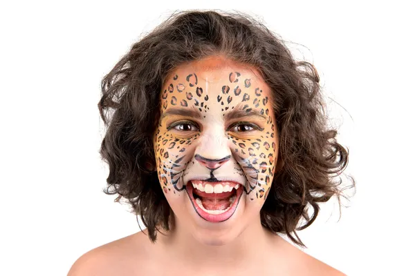 Peinture faciale, léopard — 图库照片