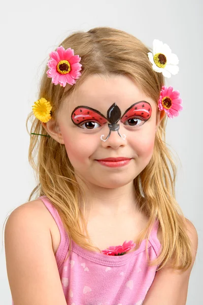 Kinderschminken, Marienkäfer — Stockfoto