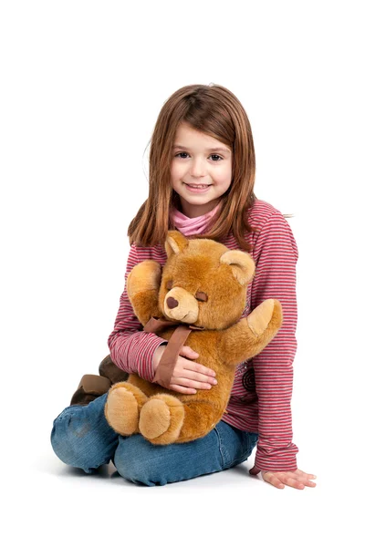 Meisje en teddy — Stockfoto