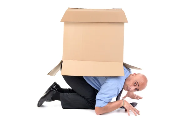 Businessman with box — Stock Photo, Image