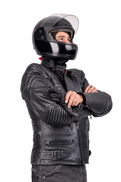Motoqueiro com capacete — Fotografia de Stock