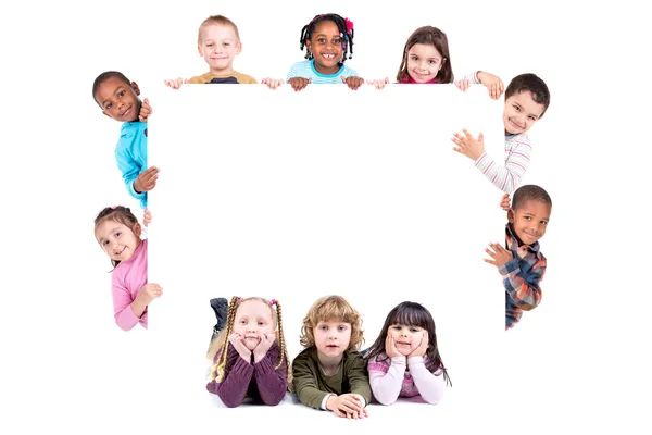 Enfants avec un tableau blanc — Photo