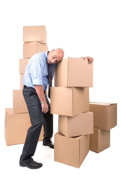 Businessman with boxes — Stock Photo, Image