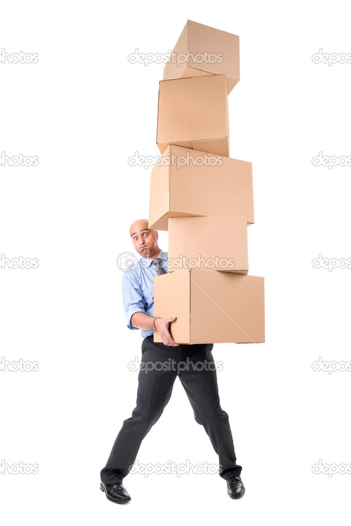 Businessman with boxes