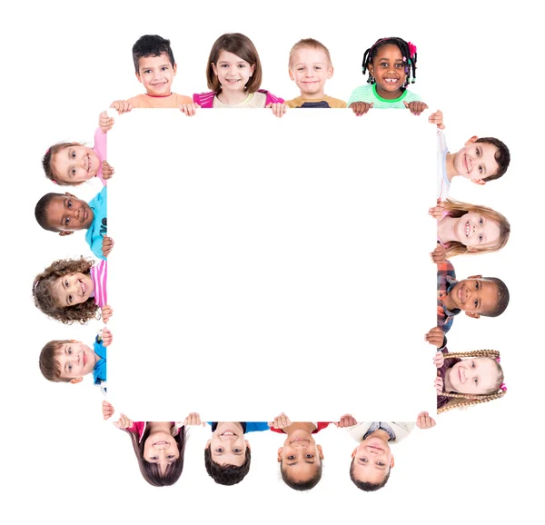 Barn med en vit tavla — Stockfoto