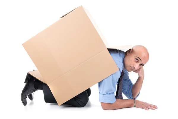 Businessman with box — Stock Photo, Image