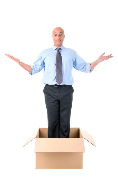 Businessman in a box — Stock Photo, Image
