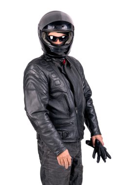Motorcu deri ceketli