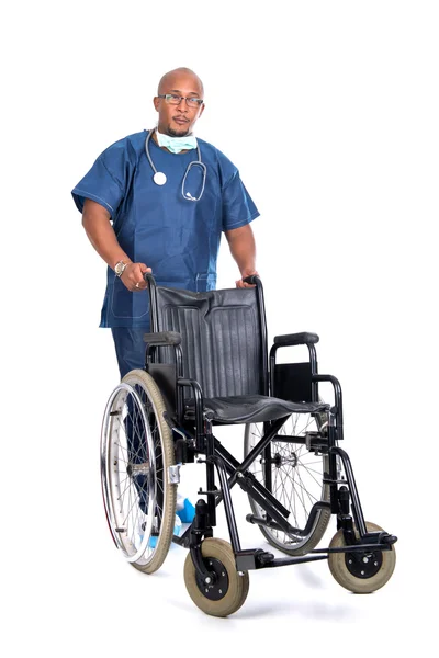 Doctor with wheelchair — Stock Photo, Image