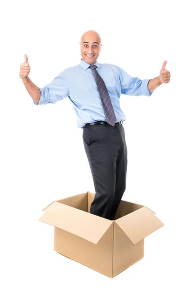 Businessman in a box — Stock Photo, Image