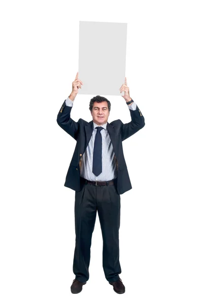 Businessman with big board — Stock Photo, Image