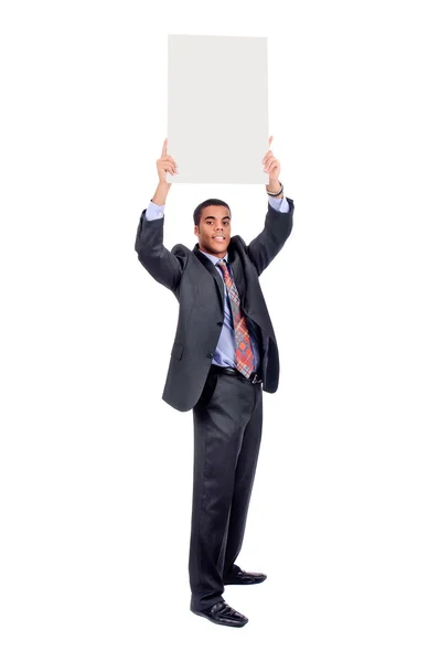 Biznesmen z duża deska — Zdjęcie stockowe