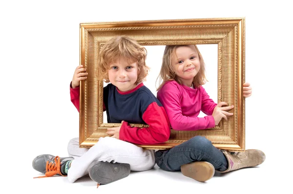 Vrienden met gouden frame — Stockfoto