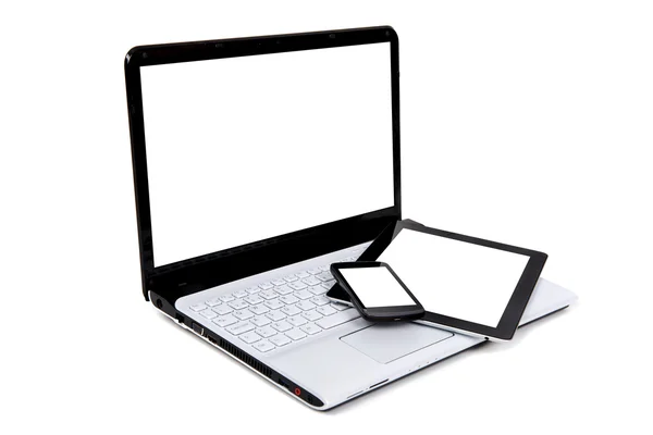 Verbinden. Laptop, Tablet und Telefon — Stockfoto