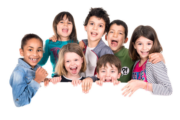 Kids over white board