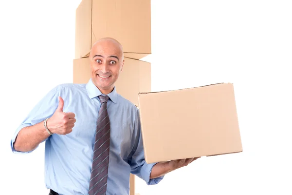 Hombre de negocios con cajas — Foto de Stock