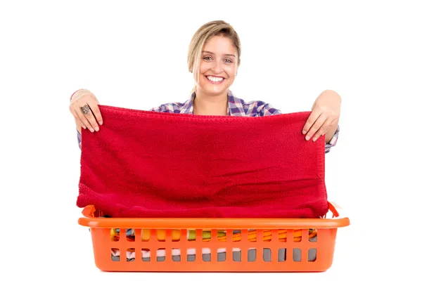 Woman doing the laundry — Stock Photo, Image