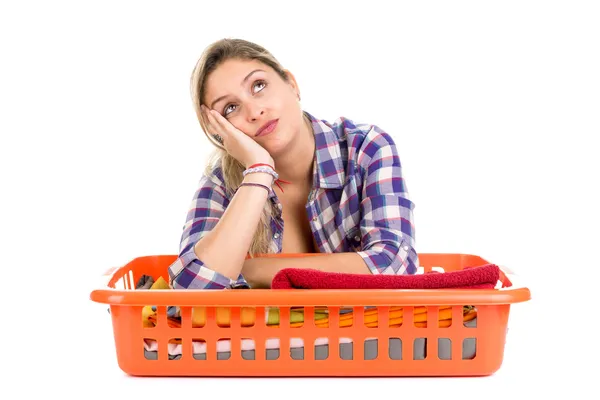 Woman doing the laundry — Stock Photo, Image