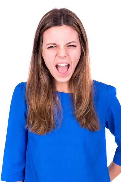 Angry faced young woman — Stock Photo, Image