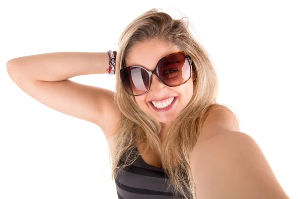 Donna che prende un "selfie " — Foto Stock