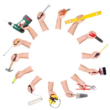 İnşaat araçları ile el