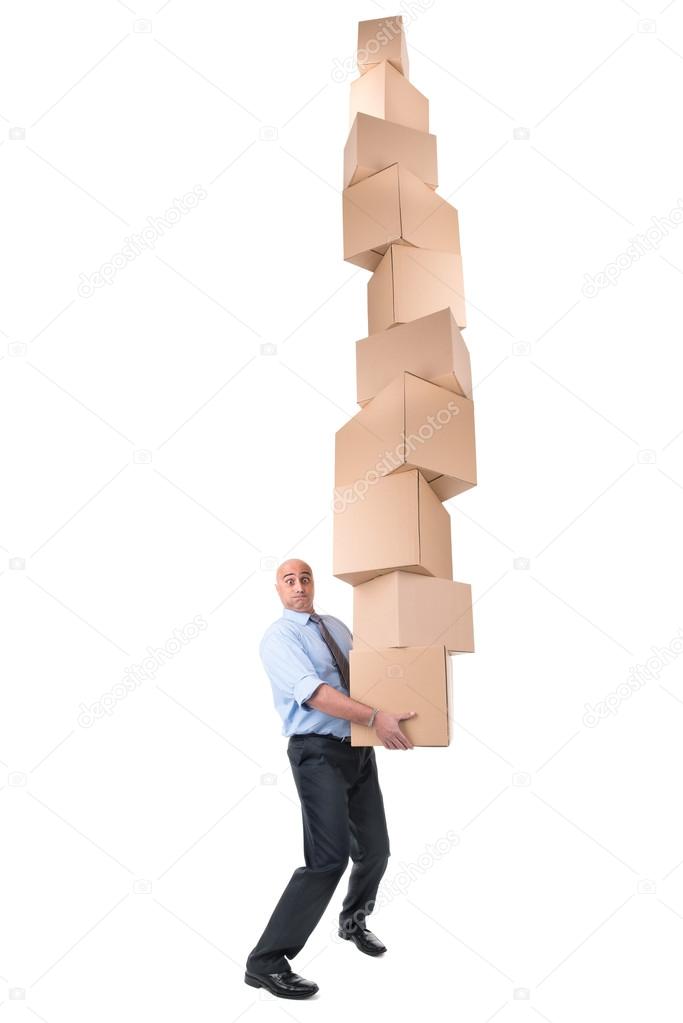 Businessman with boxes