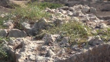 Paphos, Kıbrıs - Eylül 2021: Kralların Mezarları Manzarası. Eski şehrin kalıntıları, Çar 'ın kalıntılarının arkeolojik kazıları..